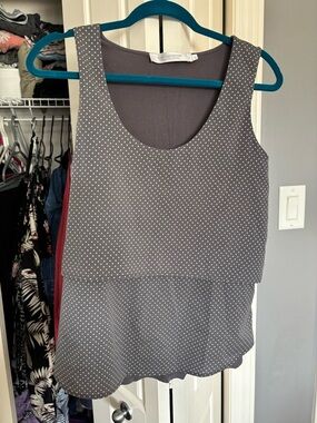 Simons Grey Polka Dot Layered Tank Top